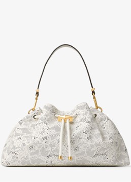 Jimmy Choo Dames Cinch M schoudertas van kalfsleer in de kleur Wit