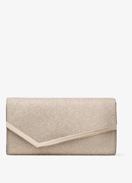 Jimmy Choo Dames Emmie clutch met glitter en afneembare schouderriem in de kleur Beige