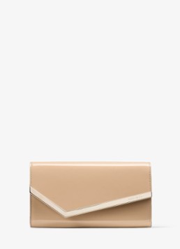 Jimmy Choo Dames Emmie clutch van kalfsleer met afneembare schouderriem in de kleur Beige