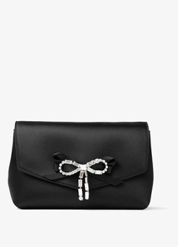 Jimmy Choo Dames Mini Soft Bow crossbodytas van satijn in de kleur Zwart
