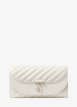 Jimmy Choo Dames Curve clutch van lamsleer met afneembare schouderriem in de kleur Gebroken wit