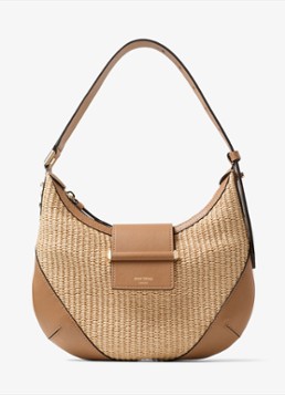 Jimmy Choo Dames Bar Hobo/S schoudertas van raffia met kalfsleren details in de kleur Beige