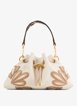 Jimmy Choo Dames Cinch Small schoudertas met kalfsleren details in de kleur Beige