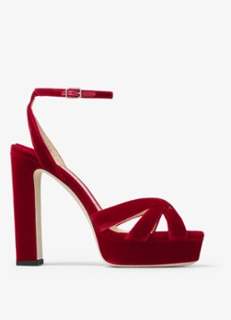 Jimmy Choo Dames Kove 120 sandalette van fluweel in de kleur Rood