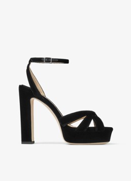 Jimmy Choo Dames Kove 120 sandalette van fluweel in de kleur Zwart