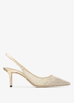 Jimmy Choo Dames Love 65 slingback van mesh met strass en lamsleren details in de kleur Goud