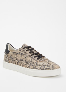 Vagabond Shoemakers Dames Cody sneaker van geitenleer met slangenprint in de kleur Beige, maat: 41