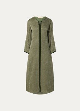 LES Atelier Dames Rana maxi jurk met jacquard dessin in de kleur Bronsgroen, maat: XL