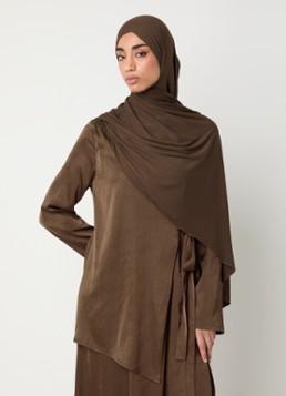 LES Atelier Dames Hoofdoek met logo 180 x 80 cm in de kleur Donkerbruin, maat: ONE SIZE