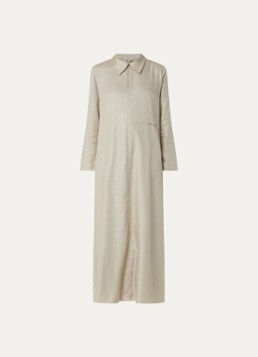 LES Atelier Dames Maria maxi jurk met kraag en halve rits in de kleur Khaki, maat: M