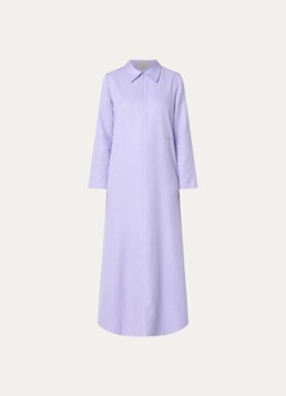 LES Atelier Dames Maria maxi jurk met kraag en halve rits in de kleur Lila, maat: XS