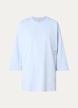LES Atelier Dames Nada oversized T-shirt met logoborduring in de kleur Lichtblauw, maat: XL