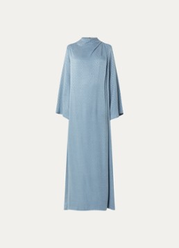 LES Atelier Dames Zineb maxi jurk met structuur in de kleur Staalblauw, maat: XL