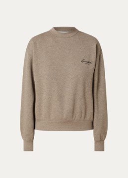 Fear of God Essentials Dames Sweater met logo en ronde hals in de kleur Zand, maat: L