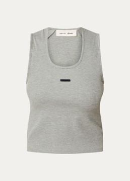 Fear of God Essentials Dames Cropped tanktop met logo in de kleur Lichtgrijs, maat: M