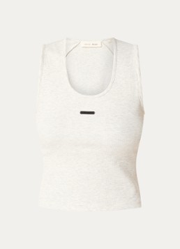 Fear of God Essentials Dames Cropped tanktop met logo in de kleur Gebroken wit, maat: L