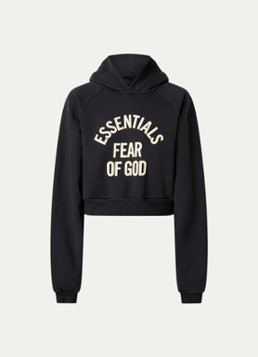 Fear of God Essentials Dames Hoodie met logoprint in de kleur Antraciet, maat: XS