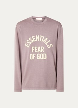 Fear of God Essentials Dames Longsleeve met logoprint in de kleur Taupe, maat: L