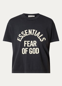 Fear of God Essentials Dames T-shirt met logoprint in de kleur Antraciet, maat: L