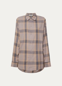 Fear of God Essentials Dames Blouse met ruitdessin in de kleur Donkerbeige, maat: M