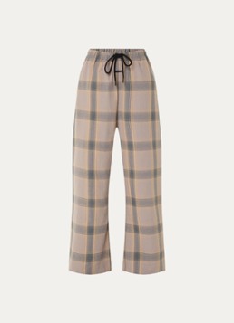 Fear of God Essentials Dames Mid waist flared fit lounge joggingbroek met ruitdessin in de kleur Donkerbeige, maat: M