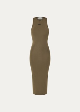 Fear of God Essentials Dames Maxi jurk met racerback in de kleur Bronsgroen, maat: M