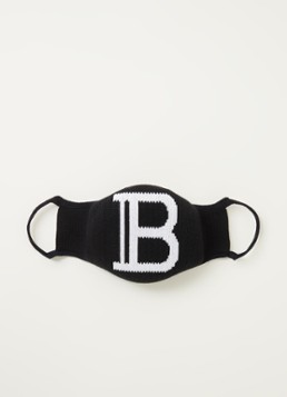 Balmain Heren Niet-medisch fijngebreid mondkapje met logoborduring in de kleur Zwart, maat: 1 SIZE