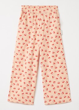 Petit Blush Meisjes Wide fit pantalon met print in de kleur Kersenrood, maat: 4Y=104