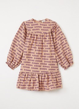 Petit Blush Meisjes Bisous jurk met print in de kleur Zalmroze, maat: 10Y=140