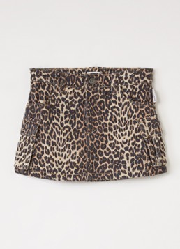 Petit Blush Meisjes Spijkerrok met panterprint in de kleur Camel, maat: 10Y=140