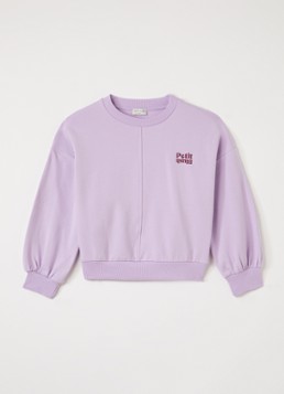Petit Blush Meisjes Luca sweater met logo in de kleur Lila, maat: 4Y=104