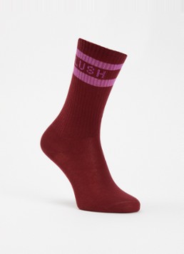 Petit Blush Dames Sokken met streepprint in de kleur Bordeauxrood, maat: 134-140