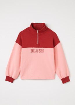 Petit Blush Meisjes Blush sweater met halve rits in de kleur Roze, maat: 8Y=128
