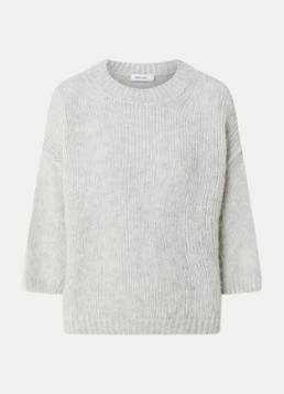 Knit-ted Dames Grofgebreide pullover in alpaca wolblend in de kleur Lichtgrijs, maat: xl