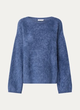 Knit-ted Dames Amalia grofgebreide trui met boothals in de kleur Staalblauw, maat: m