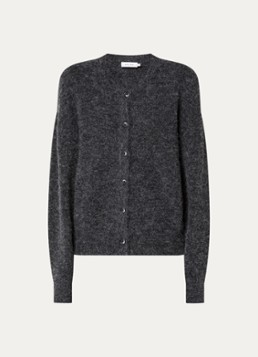Knit-ted Dames Britney grofgebreid vest met ronde hals in de kleur Antraciet, maat: s