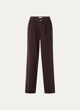Knit-ted Dames Charly high waist wide fit jeans met gekleurde wassing in de kleur Donkerbruin, maat: s