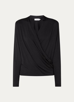 Knit-ted Dames Jetty wikkeltop met V-hals in de kleur Zwart, maat: s