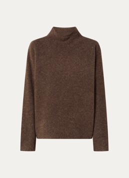 Knit-ted Dames Kim grofgebreide trui met opstaande kraag in de kleur Donkerbruin, maat: m