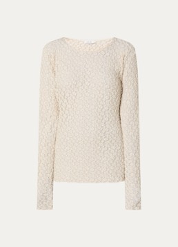 Knit-ted Dames Lacey semi-transparante top met boothals in de kleur Vanillegeel, maat: l