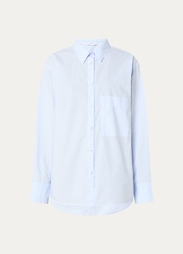 Knit-ted Dames Lies blouse met borstzak in de kleur Blauwgrijs, maat: xl