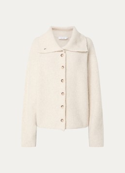 Knit-ted Dames Milo grofgebreid vest met opstaande kraag in de kleur Vanillegeel, maat: xs