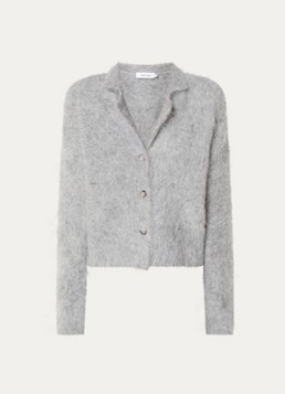 Knit-ted Dames Sherman grofgebreid vest met kraag in de kleur Lichtgrijs, maat: s