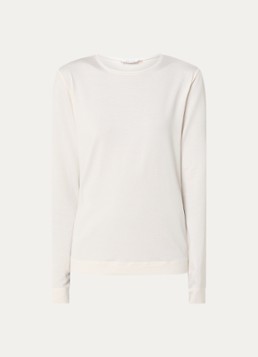Knit-ted Dames Zoe top met ronde hals in de kleur Gebroken wit, maat: xl