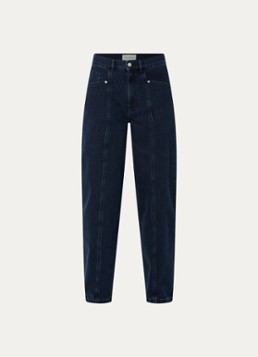 MSCH Copenhagen Dames MSCHUtta high waist tapered jeans met donkere wassing in de kleur Indigo, maat: XL