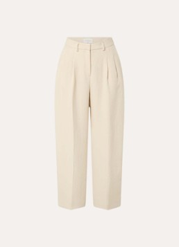 MSCH Copenhagen Dames MSCHEsteriane high waist tapered fit pantalon met steekzakken in de kleur Beige, maat: S