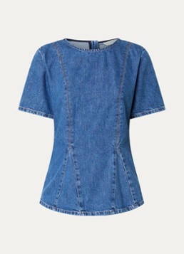 MSCH Copenhagen Dames Alena top van chambray in de kleur Indigo, maat: XS
