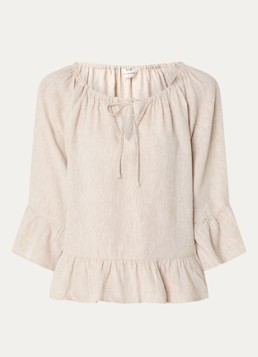 MSCH Copenhagen Dames MSCHViana tuniek in linnenblend met strikkraag in de kleur Beige, maat: M