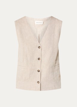 MSCH Copenhagen Dames MSCHViana gilet in linnenblend in de kleur Beige, maat: XL