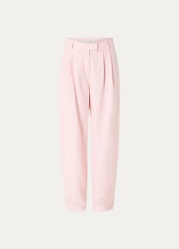 MSCH Copenhagen Dames MSCHFranciska high waist wide fit pantalon in linnenblend in de kleur Lichtroze, maat: S